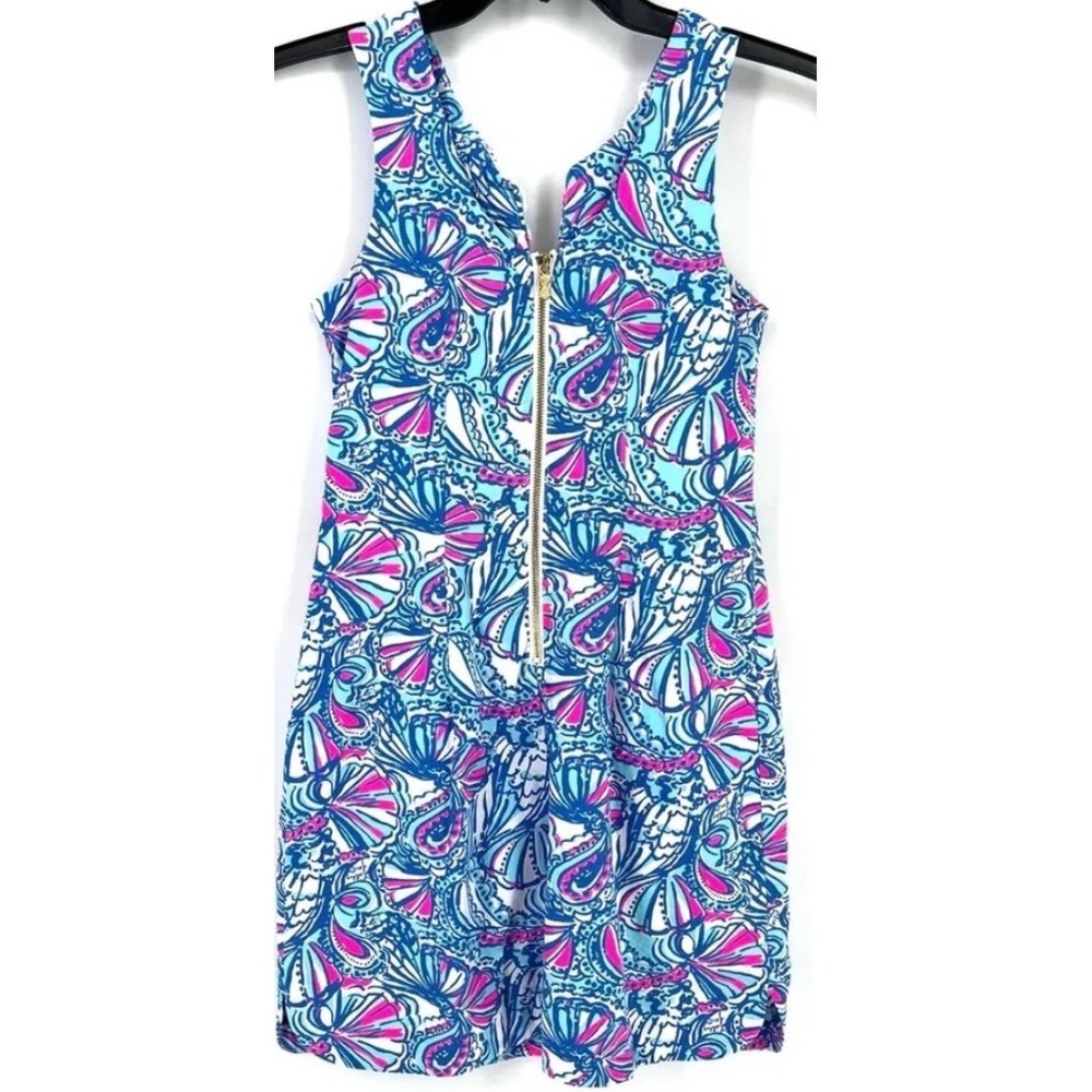 Lilly Pulitzer 20th Anniversary Collection Blue Pink Shell Shift Dress Size 6 - Picture 2 of 8